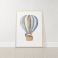 Load image into Gallery viewer, Dream Big Safari Animals, Rainbow and Hot Air Balloon | Blue | Set of 3 Nursery Prints - RoseRowanDesign -