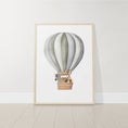 Load image into Gallery viewer, Dream Big Safari Animals, Rainbow and Hot Air Balloon | Green | Set of 3 Nursery Prints - RoseRowanDesign -
