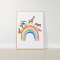 Load image into Gallery viewer, Dream Big Safari Animals, Rainbow and Hot Air Balloon | Rainbow | Set of 3 Nursery Prints - RoseRowanDesign -