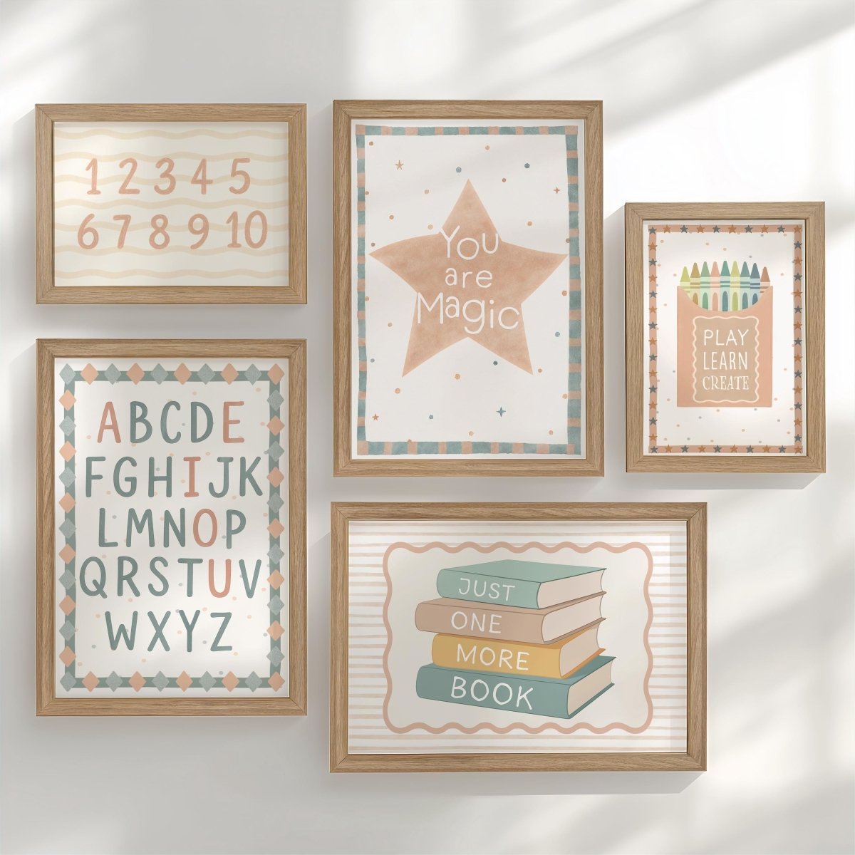 Educational Gallery Wall Art for Nursery – ABC, Numbers, Crayons & "You are Magic" Prints - RoseRowanDesign -