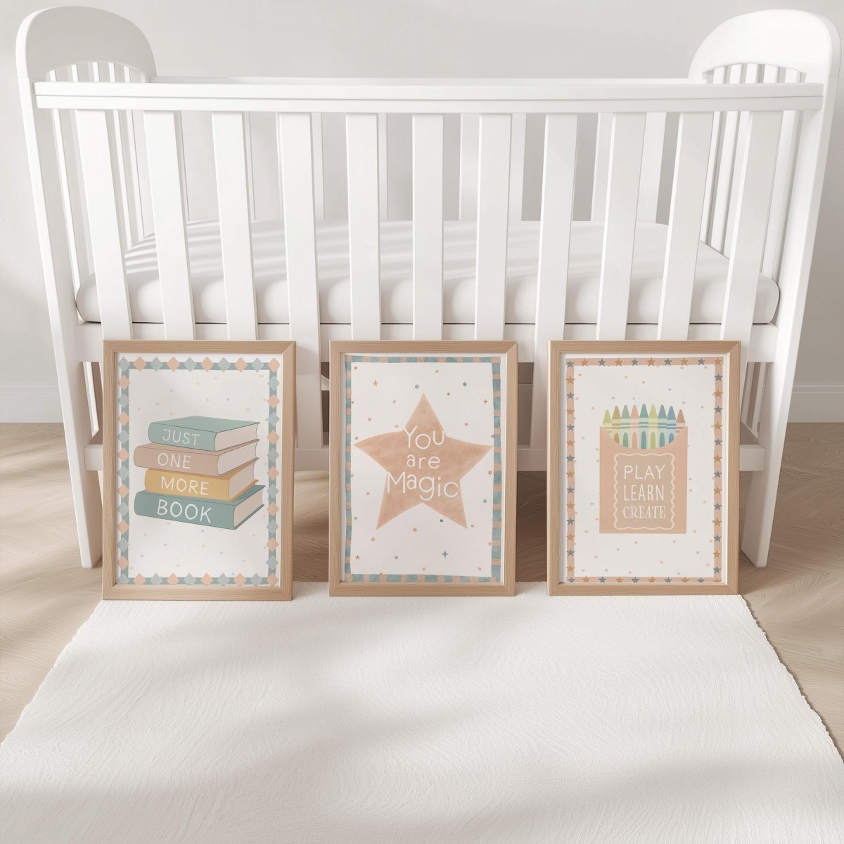 Educational Theme Wall Art – Star, Books & Crayon Set for Nursery or Playroom - RoseRowanDesign -