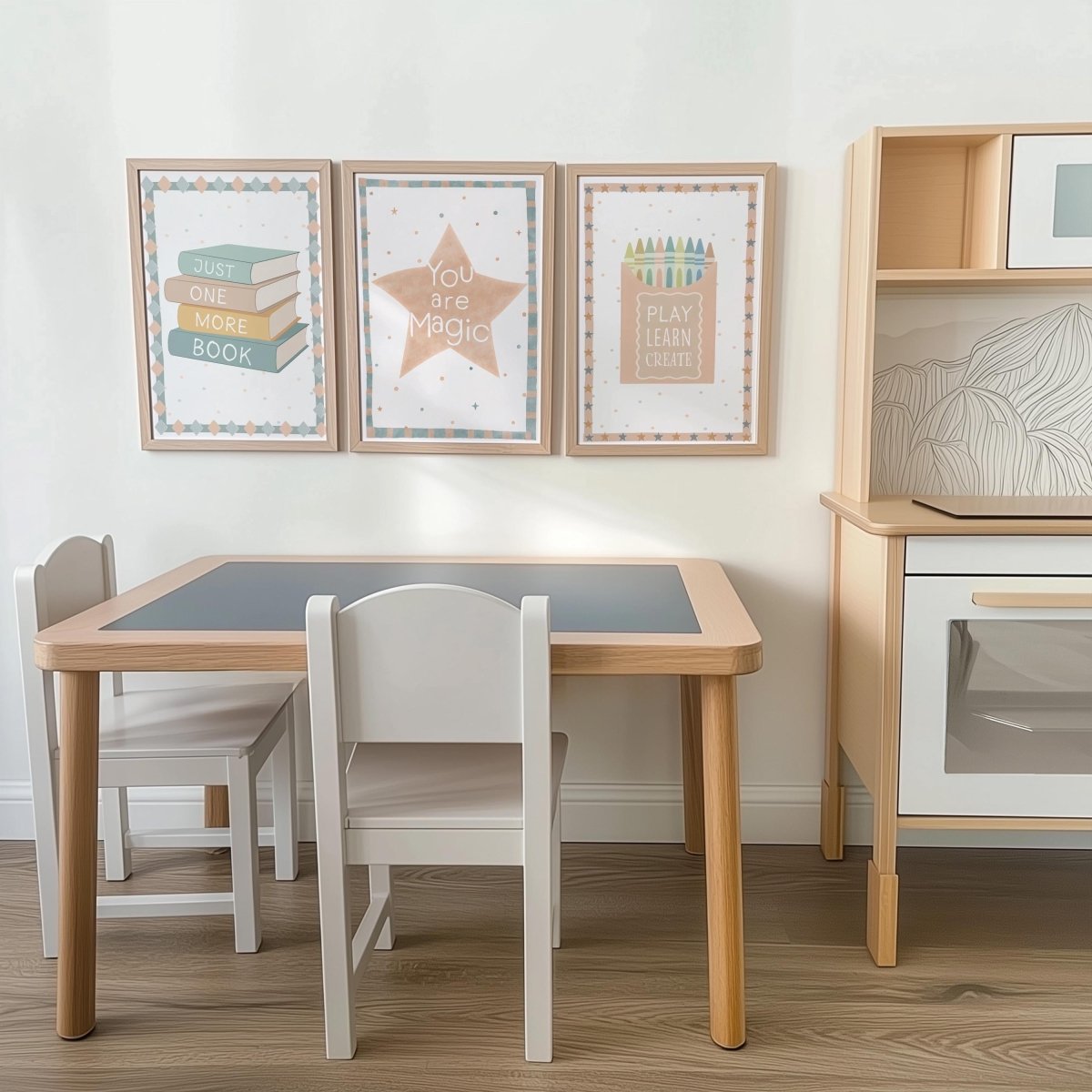 Educational Theme Wall Art – Star, Books & Crayon Set for Nursery or Playroom - RoseRowanDesign -