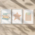 Load image into Gallery viewer, Educational Theme Wall Art – Star, Books & Crayon Set for Nursery or Playroom - RoseRowanDesign -
