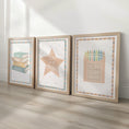 Load image into Gallery viewer, Educational Theme Wall Art – Star, Books & Crayon Set for Nursery or Playroom - RoseRowanDesign -