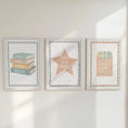 Load image into Gallery viewer, Educational Theme Wall Art – Star, Books & Crayon Set for Nursery or Playroom - RoseRowanDesign -