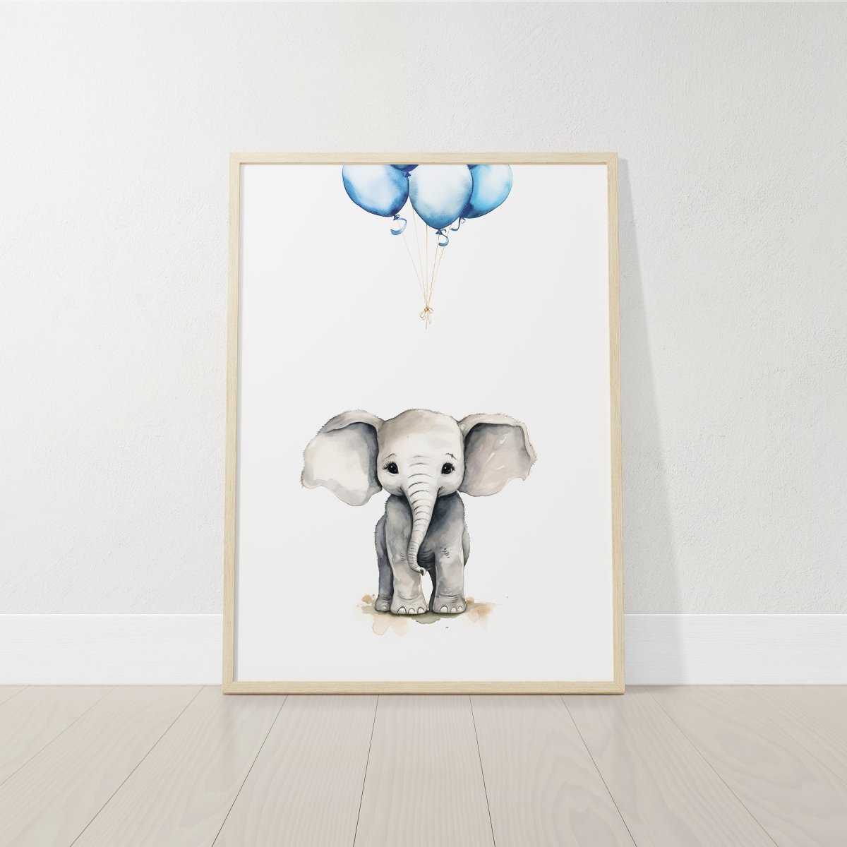 Elephant Nursery Prints | Set of 3 | Blue Balloon Wall Art for Baby Boy's Bedroom - RoseRowanDesign -