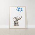Load image into Gallery viewer, Elephant Nursery Prints | Set of 3 | Blue Balloon Wall Art for Baby Boy's Bedroom - RoseRowanDesign -