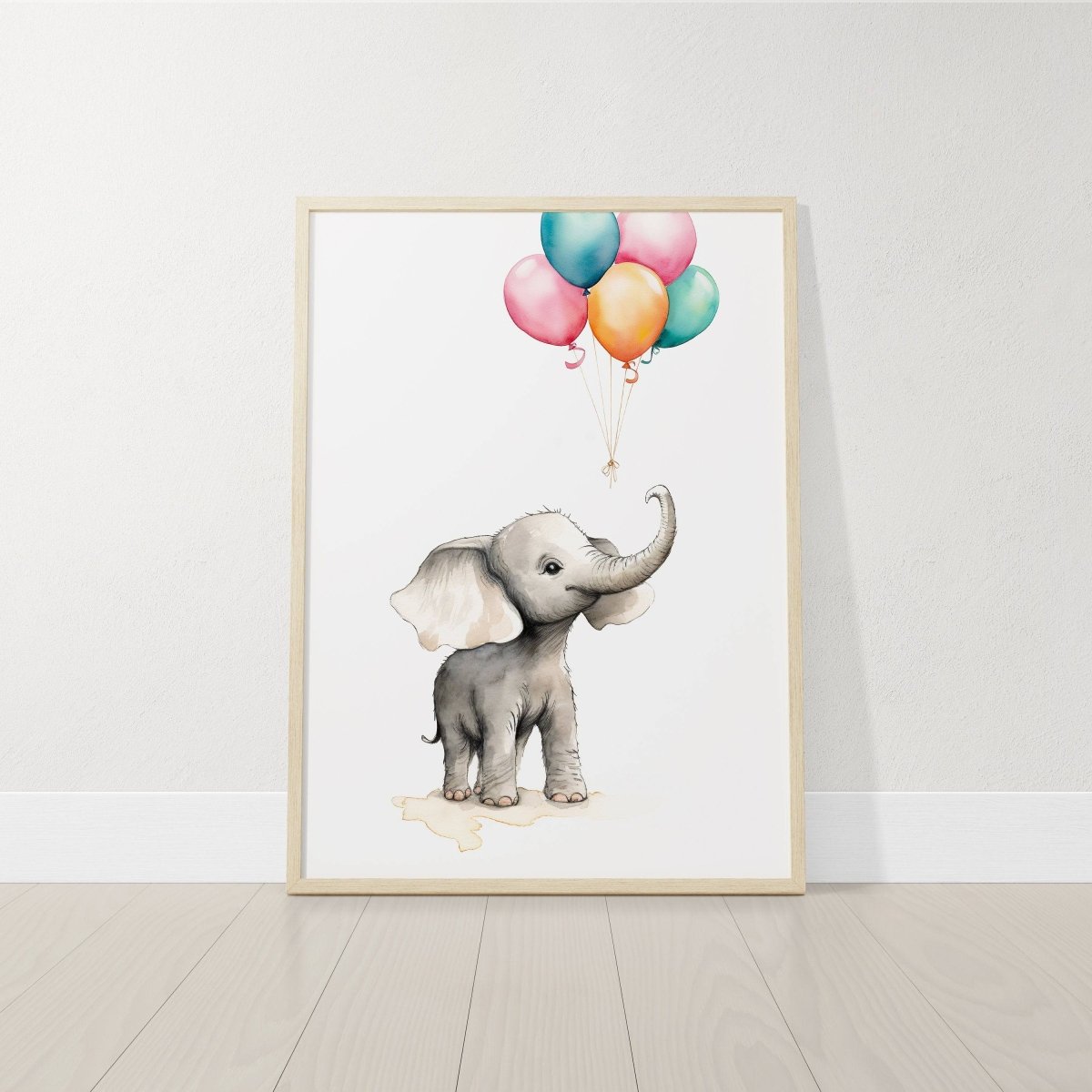 Elephant Nursery Prints | Set of 3 | Neutral Balloon Wall Art for Baby's Bedroom - RoseRowanDesign -