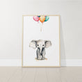 Load image into Gallery viewer, Elephant Nursery Prints | Set of 3 | Neutral Balloon Wall Art for Baby's Bedroom - RoseRowanDesign -