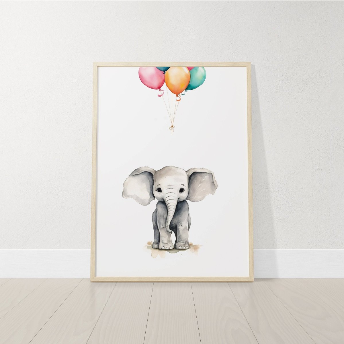 Elephant Nursery Prints | Set of 3 | Neutral Balloon Wall Art for Baby's Bedroom - RoseRowanDesign -