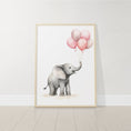Load image into Gallery viewer, Elephant Nursery Prints | Set of 3 | Pink Balloon Wall Art for Baby Girl's Bedroom - RoseRowanDesign -