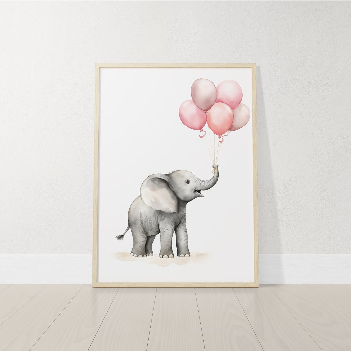 Elephant Nursery Prints | Set of 3 | Pink Balloon Wall Art for Baby Girl's Bedroom - RoseRowanDesign -