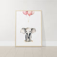 Load image into Gallery viewer, Elephant Nursery Prints | Set of 3 | Pink Balloon Wall Art for Baby Girl's Bedroom - RoseRowanDesign -