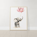 Load image into Gallery viewer, Elephant Nursery Prints | Set of 3 | Pink Balloon Wall Art for Baby Girl's Bedroom - RoseRowanDesign -