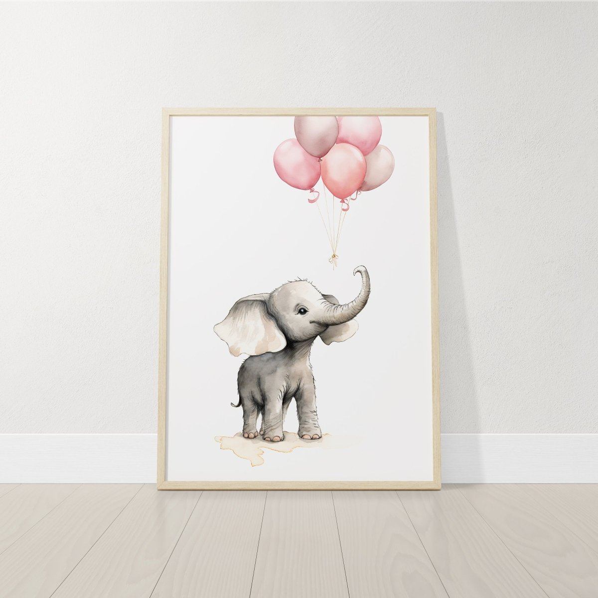 Elephant Nursery Prints | Set of 3 | Pink Balloon Wall Art for Baby Girl's Bedroom - RoseRowanDesign -