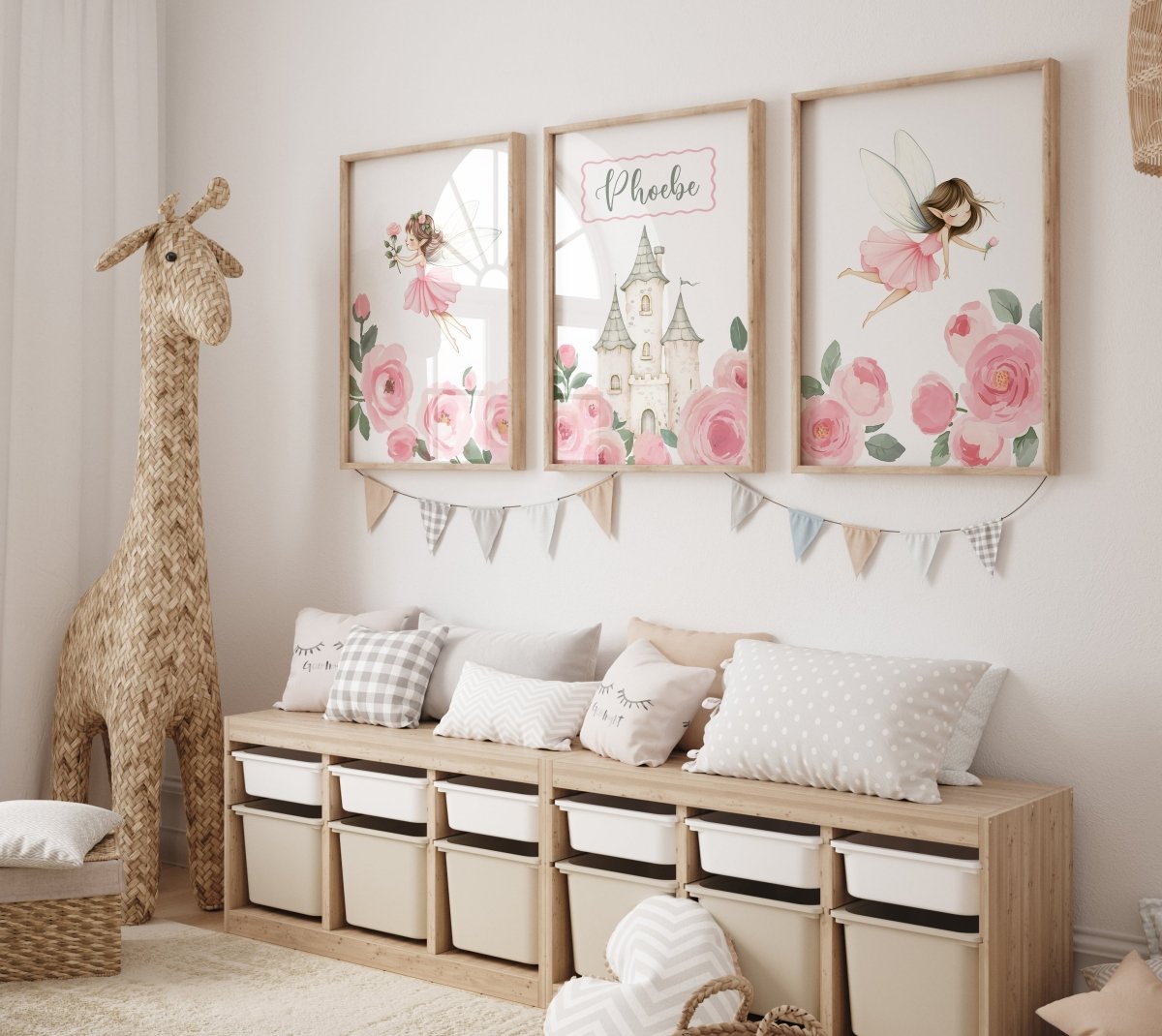 Fairy Castle Personalised | Set of 3 Prints | Girls Nursery, Bedroom or Playroom - RoseRowanDesign - Wall Art
