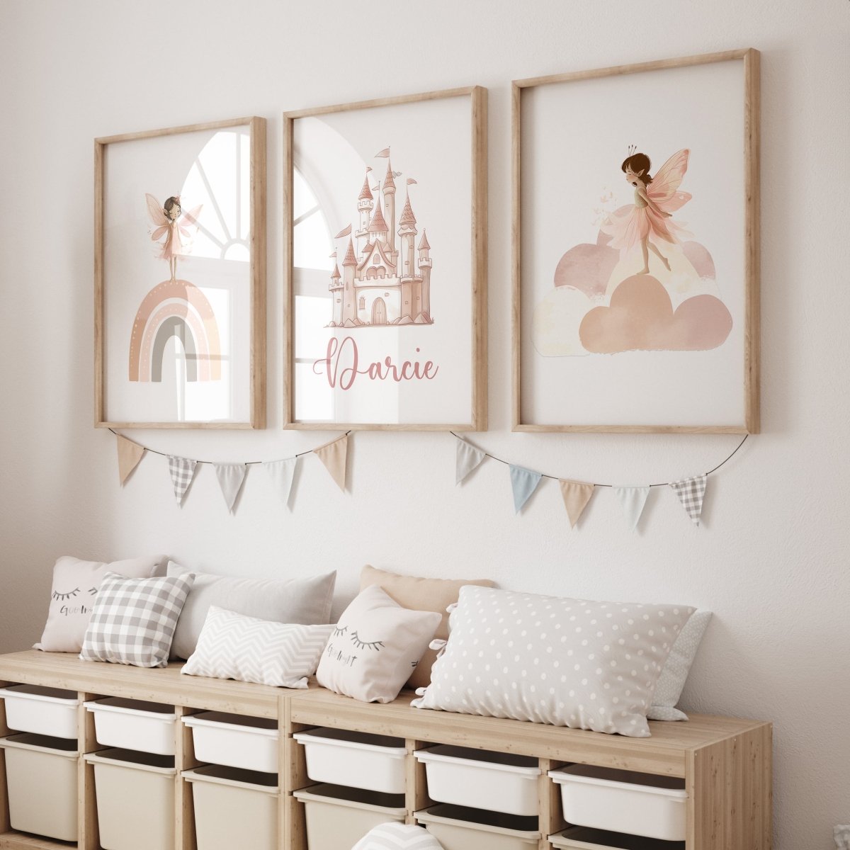 Fairy Nursery Prints | Set of 3 | Personalised Castle Wall Art for Gir ...