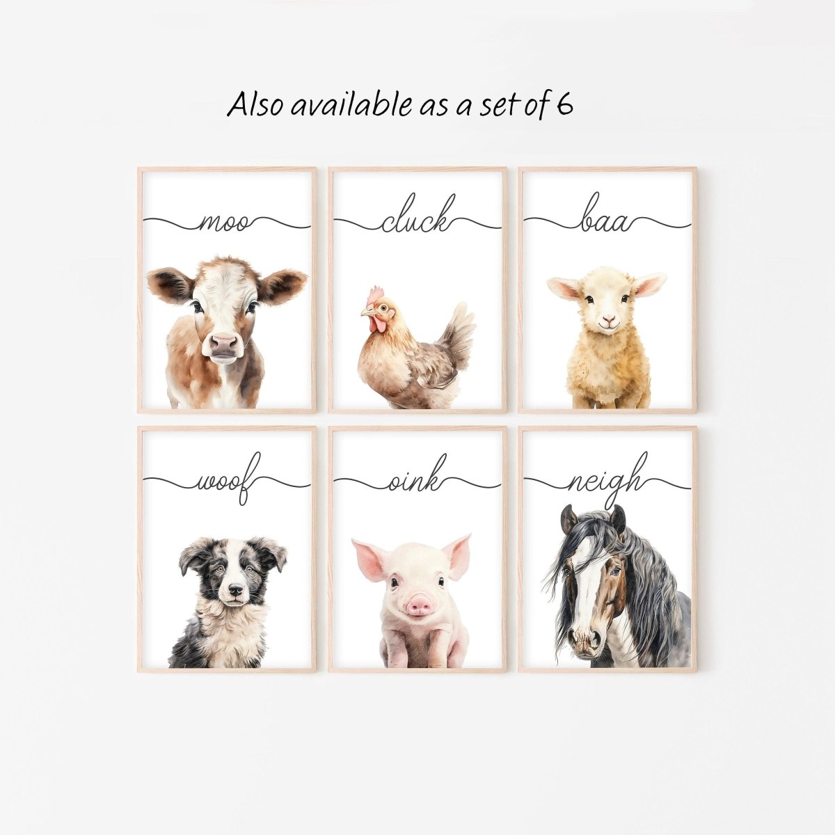 Farm Animal Nursery Prints | Set of 3 Farm Theme Wall Art for Boys & Girls - RoseRowanDesign - Wall ArtPoster