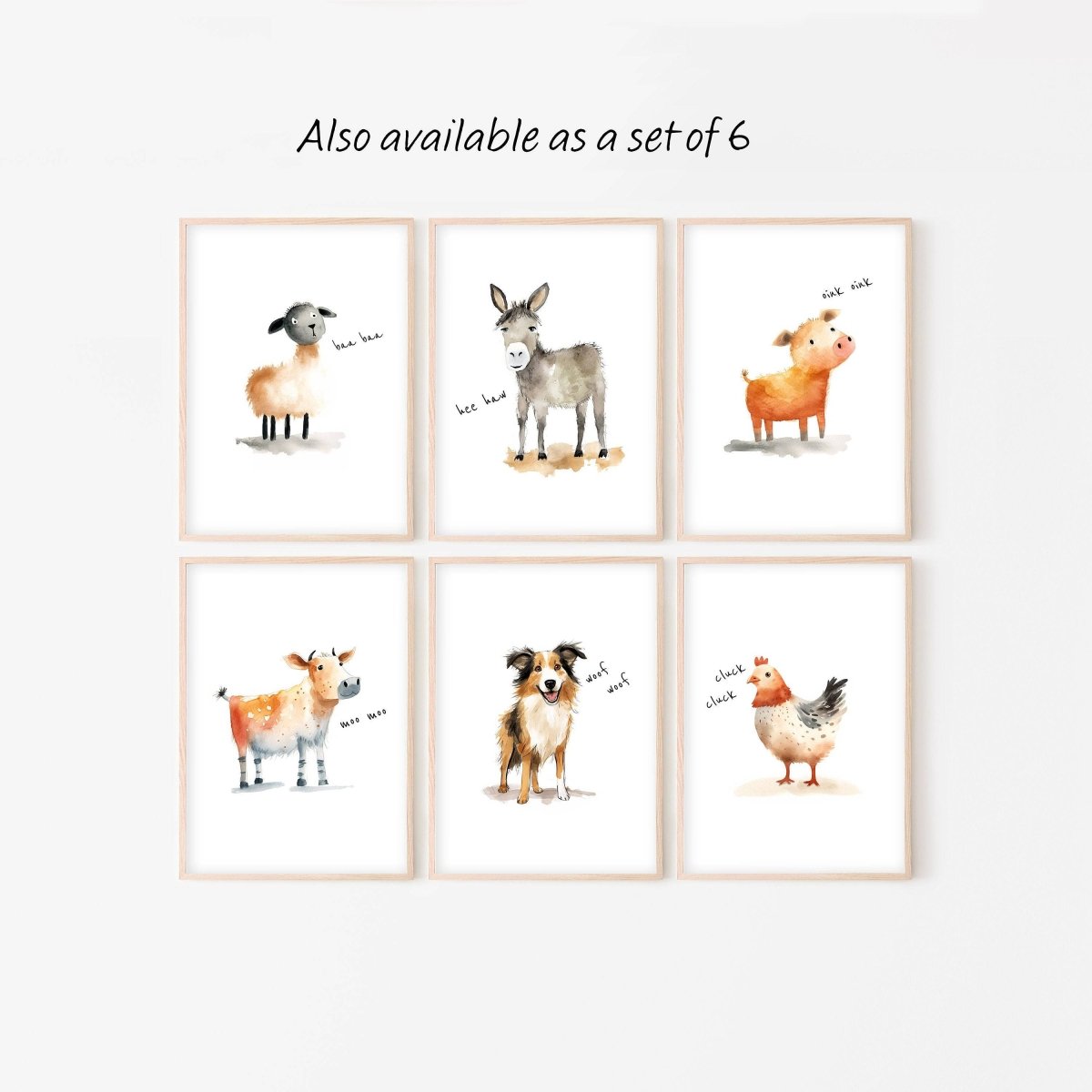 Farm Animal Nursery Prints | Set of 3 | Farmhouse Wall Art for Baby Boys' Bedroom & Playroom Decor - RoseRowanDesign -