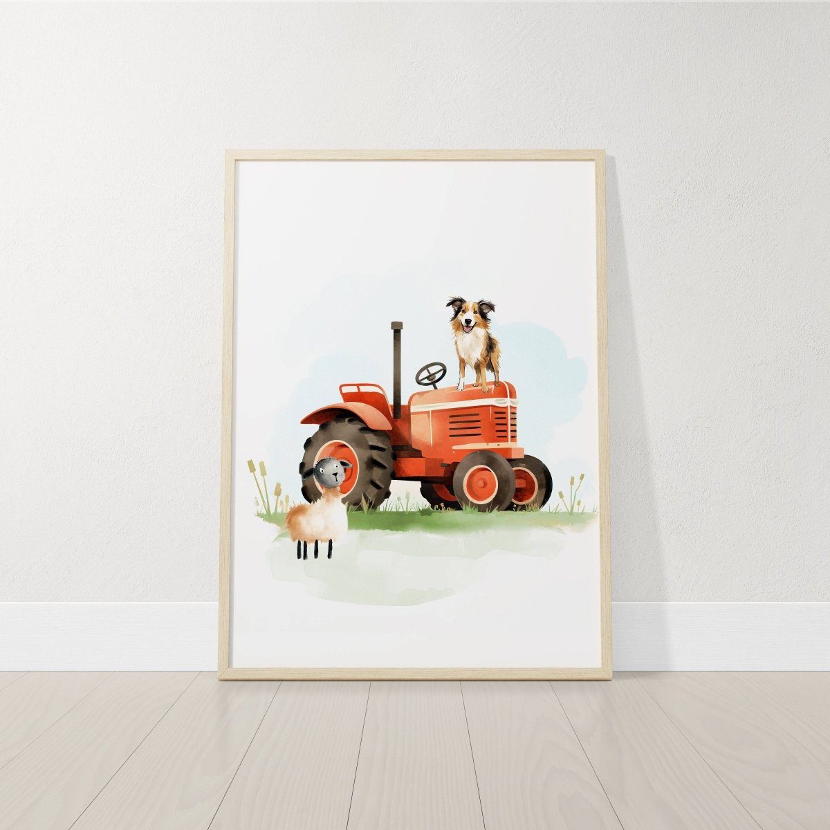 Farm Animal Nursery Prints | Set of 3 | Tractor & Animal Wall Art for Baby Boys' Bedroom & Playroom - RoseRowanDesign -