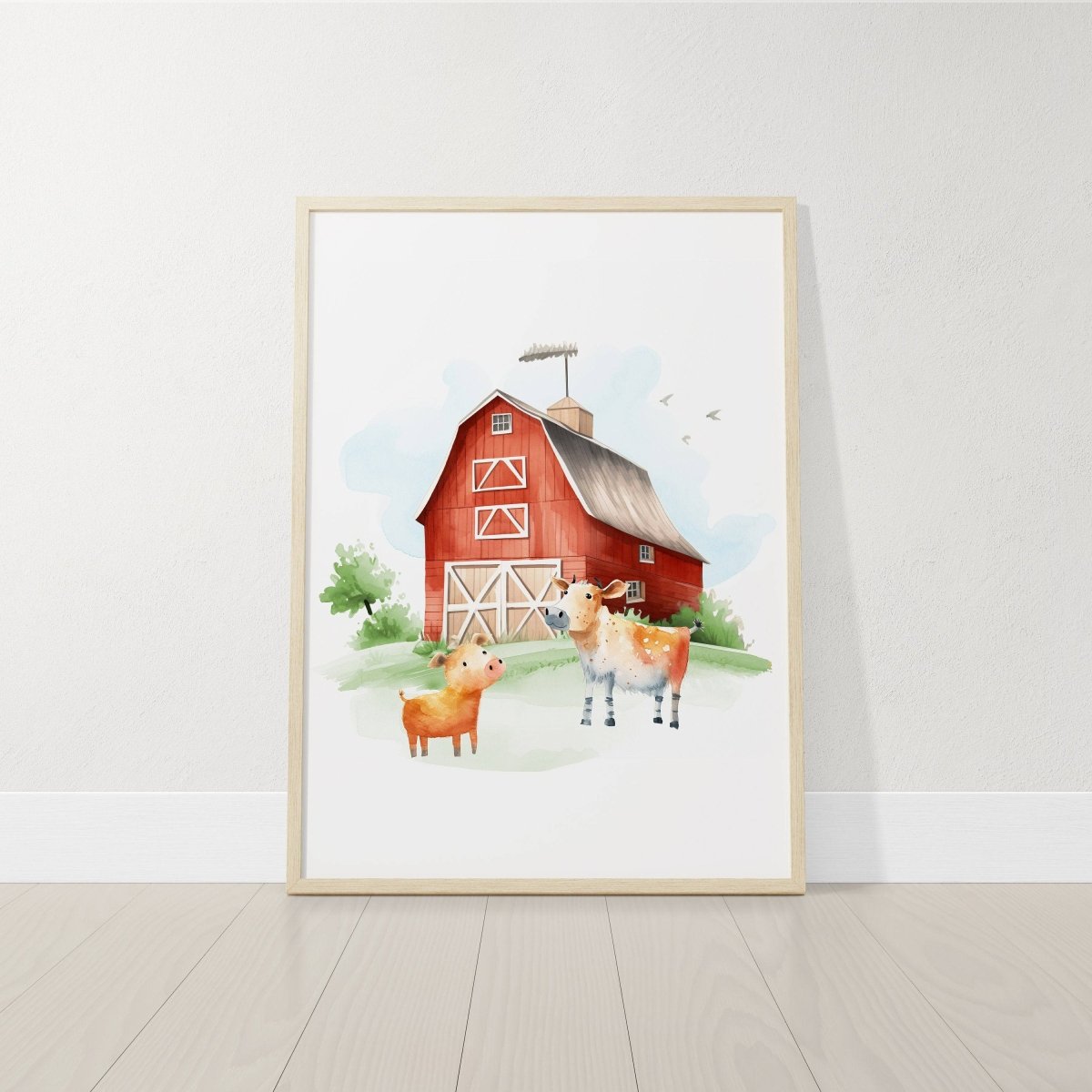 Farm Animal Nursery Prints | Set of 3 | Tractor & Animal Wall Art for Baby Boys' Bedroom & Playroom - RoseRowanDesign -