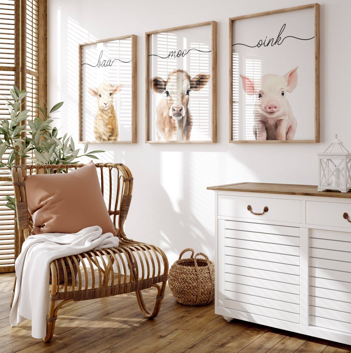 Farm Animal Nursery Prints | Set of 6 Wall Art with Quotes for Baby Room | Neutral Decor - RoseRowanDesign - Wall Art