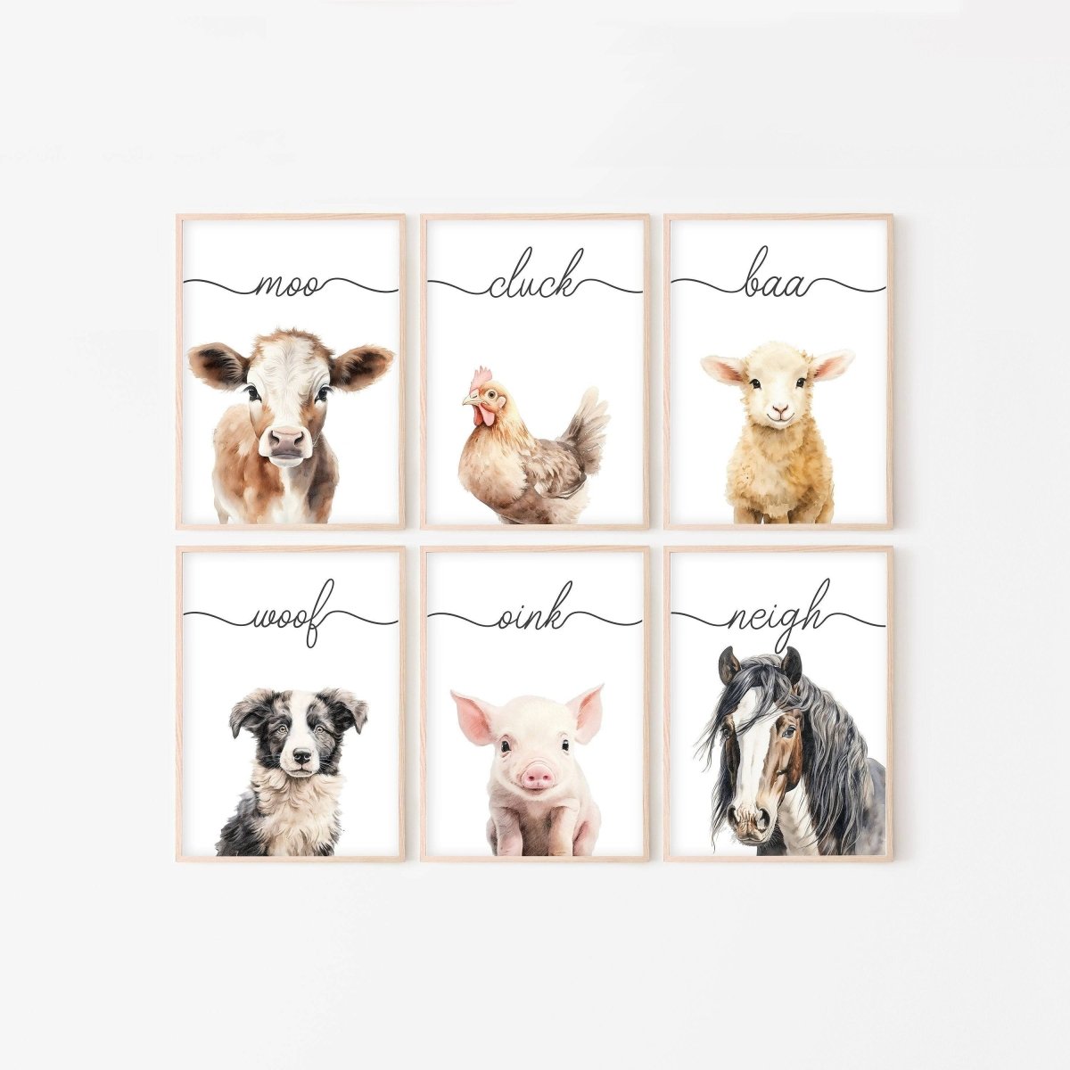 Farm Animal Nursery Prints | Set of 6 Wall Art with Quotes for Baby Room | Neutral Decor - RoseRowanDesign - Wall Art