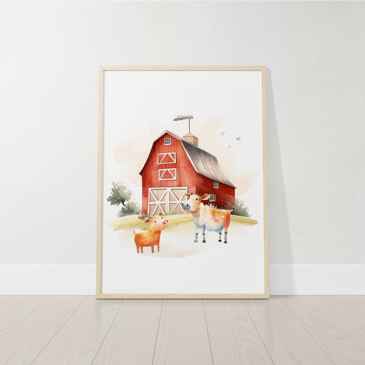 Farm Nursery Prints | Set of 3 | Tractor & Red Barn Wall Art for Baby Boys' Room - RoseRowanDesign -