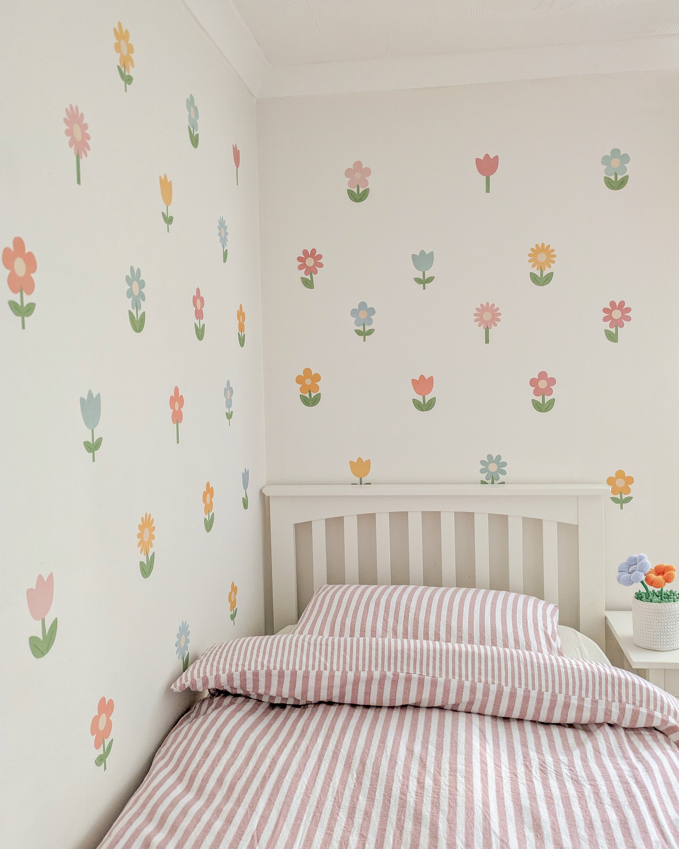 Premium Fabric Nursery Wall Stickers - Pastel Flower Decals