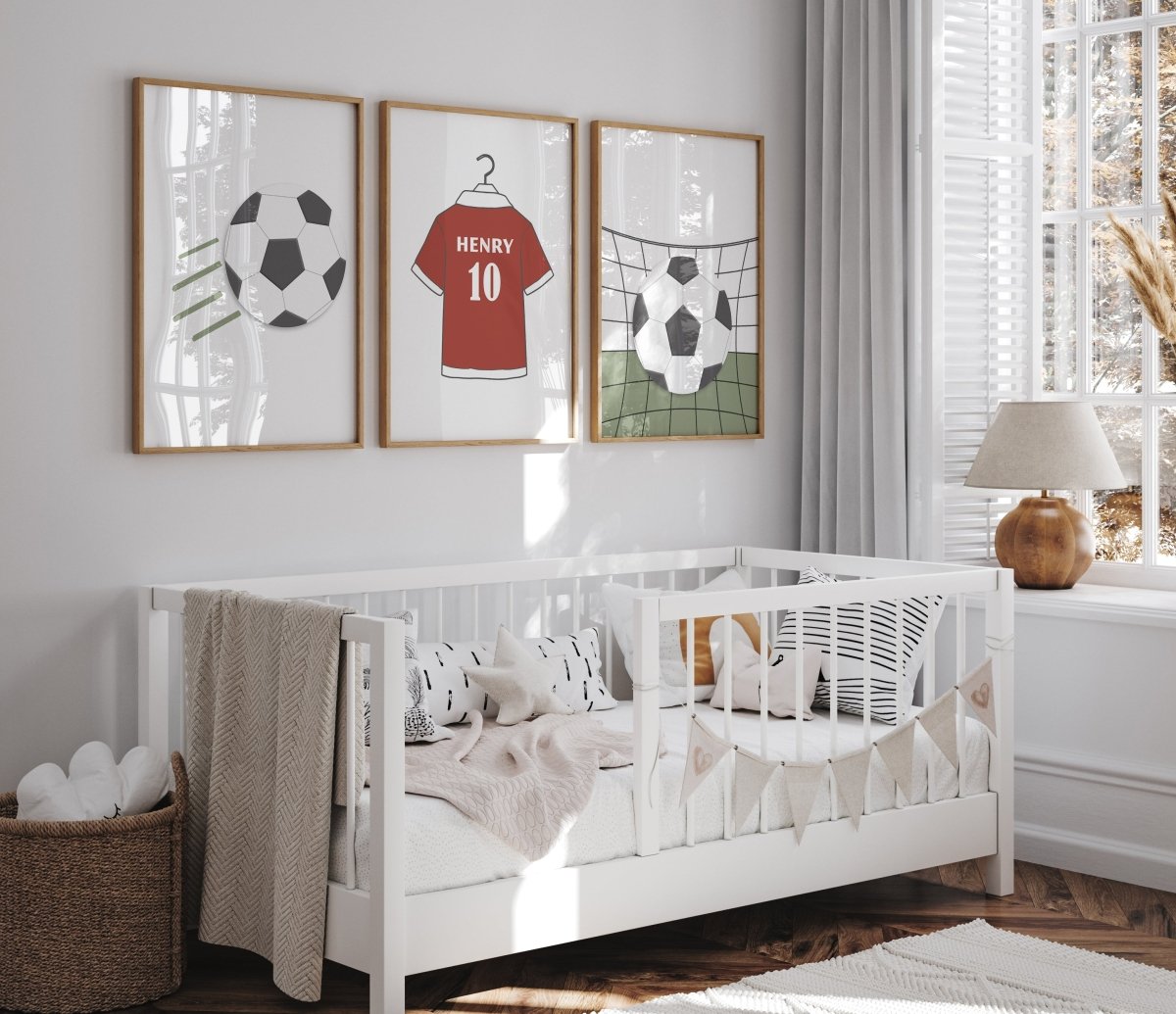 Football Personalised Set of 3 Wall Prints | Choice of Colours - RoseRowanDesign - Wall Art