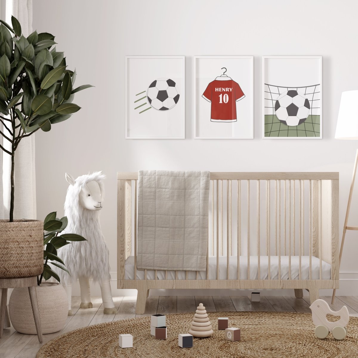 Football Personalised Set of 3 Wall Prints | Choice of Colours - RoseRowanDesign - Wall Art