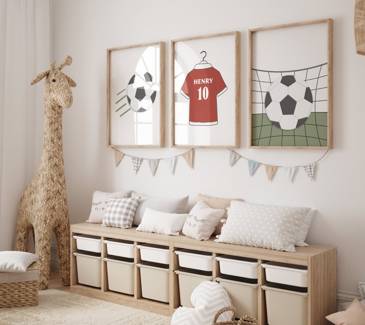 Football Personalised Set of 3 Wall Prints | Choice of Colours - RoseRowanDesign - Wall Art