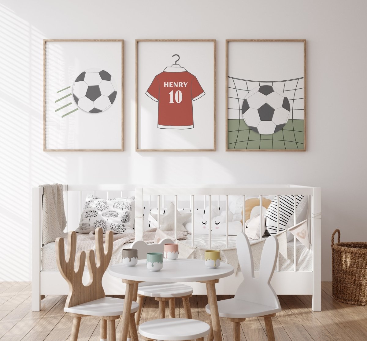 Football Personalised Set of 3 Wall Prints | Choice of Colours - RoseRowanDesign - Wall Art