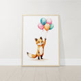 Load image into Gallery viewer, Fox & Balloons Nursery Prints | Set of 3 | Gender Neutral Wall Art for Baby's Bedroom - RoseRowanDesign -