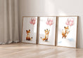 Load image into Gallery viewer, Fox & Balloons Nursery Prints | Set of 3 | Neutral Baby Girl Wall Art for Bedroom - RoseRowanDesign -