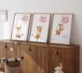 Load image into Gallery viewer, Fox & Balloons Nursery Prints | Set of 3 | Neutral Baby Girl Wall Art for Bedroom - RoseRowanDesign -