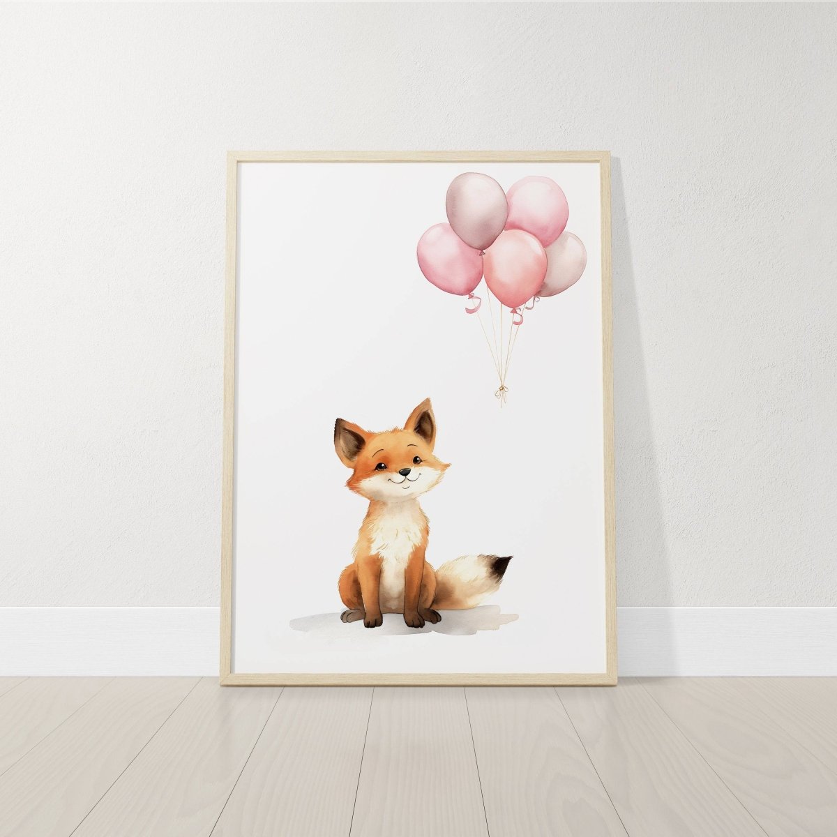 Fox & Balloons Nursery Prints | Set of 3 | Neutral Baby Girl Wall Art for Bedroom - RoseRowanDesign -