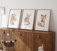 Load image into Gallery viewer, Fox, Bunny & Bear Nursery Prints | Neutral Woodland Decor | Unisex Animal Wall Art - RoseRowanDesign - Wall Art