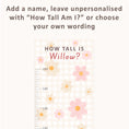 Load image into Gallery viewer, Personalised Children’s Height Chart Wall Sticker - Gingham Daisies
