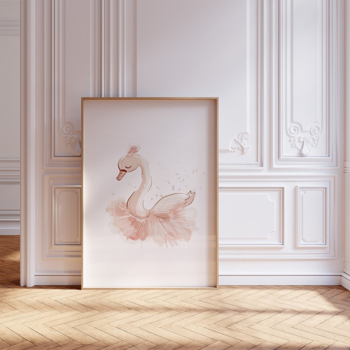 Girls Ballet Nursery Prints | Set of 3 | Bunny, Swan & Teddy in Pink Tutus for Girls' Bedroom - RoseRowanDesign -