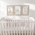 Load image into Gallery viewer, Green Gingham Nursery Prints – Bunny, Goose & Personalised Name Set - RoseRowanDesign -