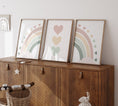 Load image into Gallery viewer, Hearts and Rainbow | Set of 3 Prints | Dusty Pink and Green - RoseRowanDesign - Wall Art