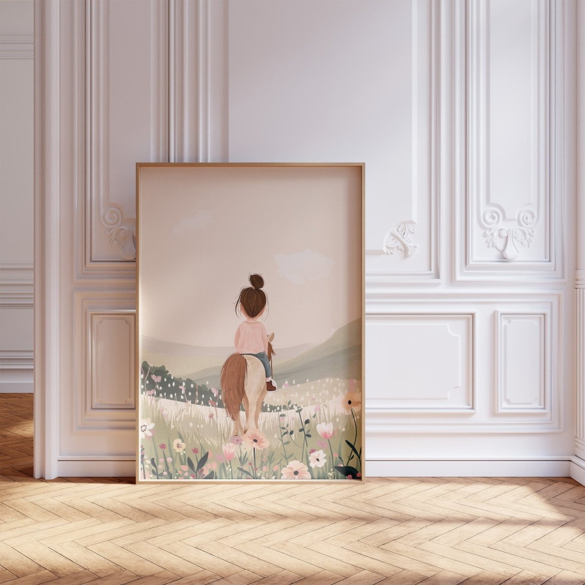 Horse Nursery Prints | Set of 3 | Pony Bedroom Wall Art for Girls, Beige Boho Playroom Decor - RoseRowanDesign -