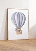 Load image into Gallery viewer, Hot Air Balloon and Rainbow Safari Animals | Purple | Set of 3 Nursery Prints - RoseRowanDesign -