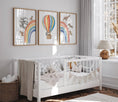 Load image into Gallery viewer, Hot Air Balloon and Rainbow Safari Animals | Rainbow | Set of 3 Nursery Prints - RoseRowanDesign -
