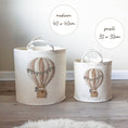 Load image into Gallery viewer, Hot Air Balloon & Safari Animal Themed Personalised Toy Trug for Kids Room or Nursery - RoseRowanDesign -
