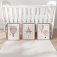 Load image into Gallery viewer, Hot Air Balloon Personalised Set of 3 Prints for Nursery, Striped Wall Art for Baby Bedroom, Beige Decor Gift,Framed Prints Animal Kids Room