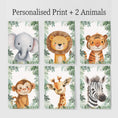 Load image into Gallery viewer, Personalised Safari Animal Nursery Print Set - Custom Name & Initial Wall Art – Jungle Baby Room Decor with Optional Frames