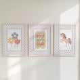 Load image into Gallery viewer, Cool Girls Club Nursery Print Set – Unicorn, Flowers & Quote Wall Art – Girls Bedroom Prints with Optional Frames - Pink Checkerboard
