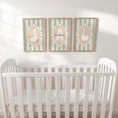 Load image into Gallery viewer, Personalised Goose Nursery Print Set – Custom Name & Initial Wall Art – Green Striped Baby Room Decor with Optional Frames